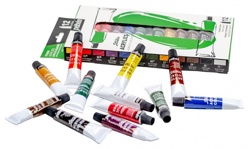 Pebeo Premium 6-Color Studio Acrylic Paint Set - 12ml Tubes