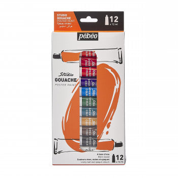 Pebeo Studio Gouache Paint Set – 12 Colors, 12ml Tubes