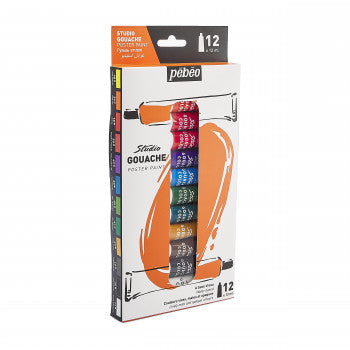 Pebeo Studio Gouache Paint Set – 12 Colors, 12ml Tubes