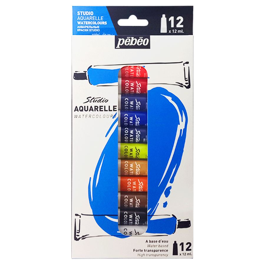 Pebeo Premium 6-Color Watercolor Paint Set - 12ml 12Tubes