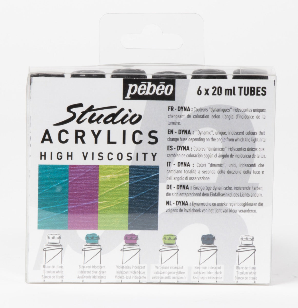 Pebeo Studio Acrylic Paint Set – Dyna Pack, 6 Tubes x 20ml