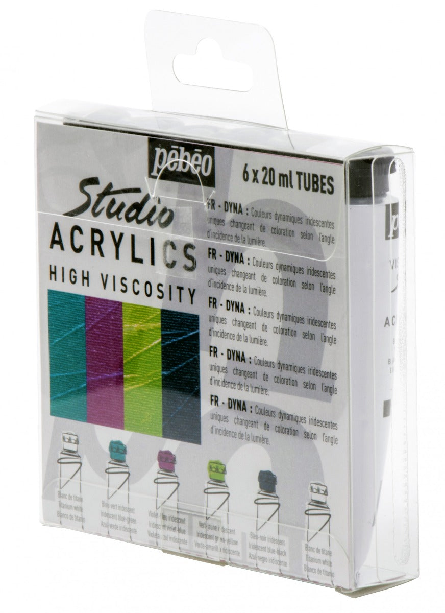 Pebeo Studio Acrylic Paint Set – Dyna Pack, 6 Tubes x 20ml
