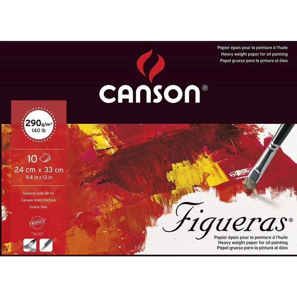 Canson Block Figueras Oil Painting Pad – 24 × 33 cm, 10F, 290 gsm, Canvas Grain