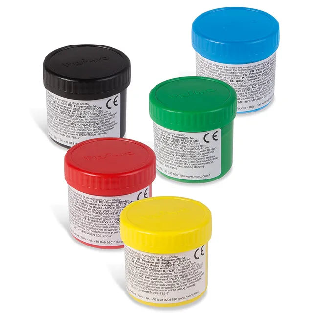 Primo Finger Paint Pots – 6 Colours, 50g Each, Carton Sleeve Pack