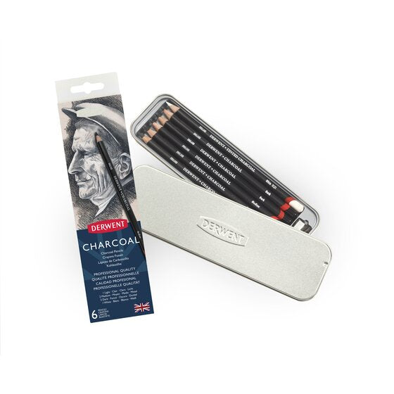 Derwent Charcoal Pencils Tin of 6