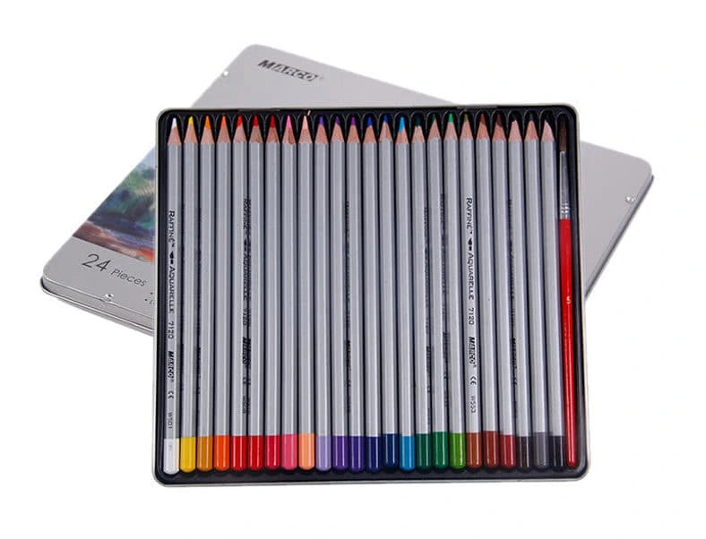 Macro Raffiné Hex Watercolor Pencils – 24 Colors Set