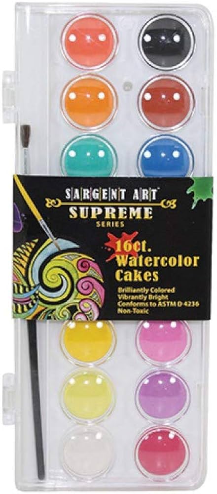 Sargent Art Premium Watercolor Cakes – 16-Color Set