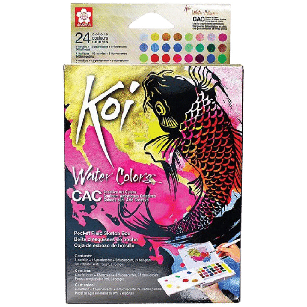 Sakura Koi Watercolors Set – 24 Metallic, Pearlescent & Fluorescent Colors for Artists