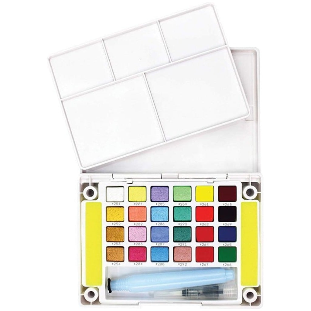 Sakura Koi Watercolors Set – 24 Metallic, Pearlescent & Fluorescent Colors for Artists