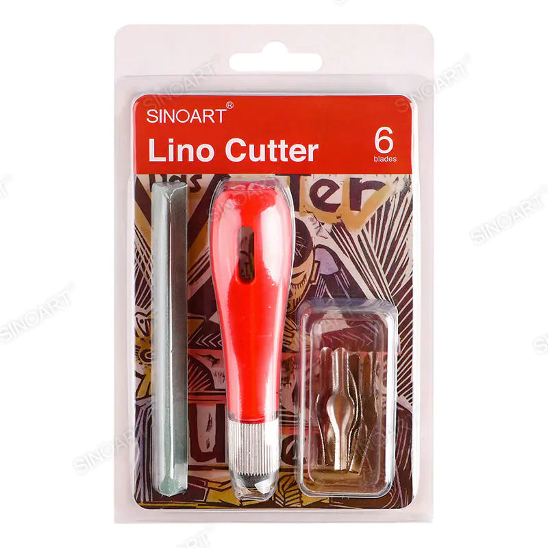 Sinoart Lino Cutter Set with 6 Blades & Plastic Handle