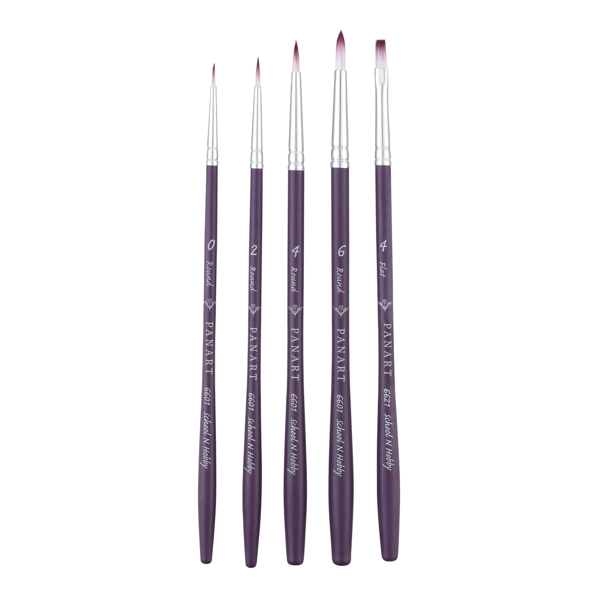 Panart Two-Tone Synthetic Short Handle Brush Set – 5 pcs TT-03 (Round 0,2,4,6 & Flat 4)