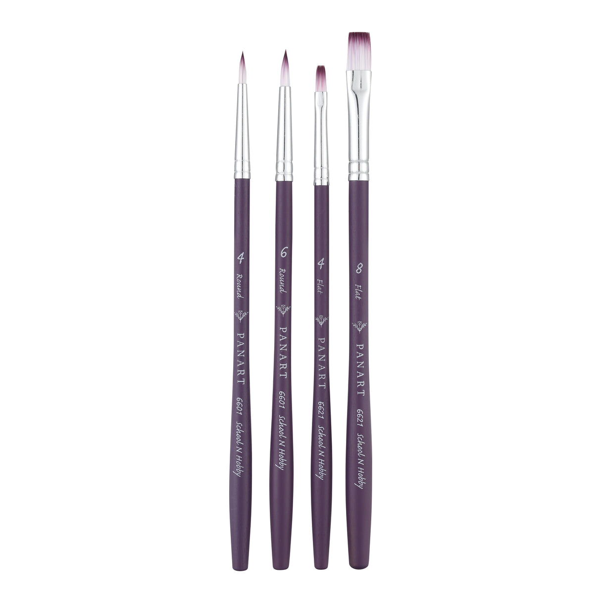 Panart Two Tone Synthetic Short Handle Brush Set - 4 Pcs, TT-05(R-4,6 F-,4,8)