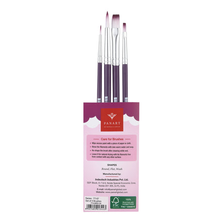 Panart Two Tone Synthetic Short Handle Brush Set - 4 Pcs, TT-07 (R-2,8 F-4,8)