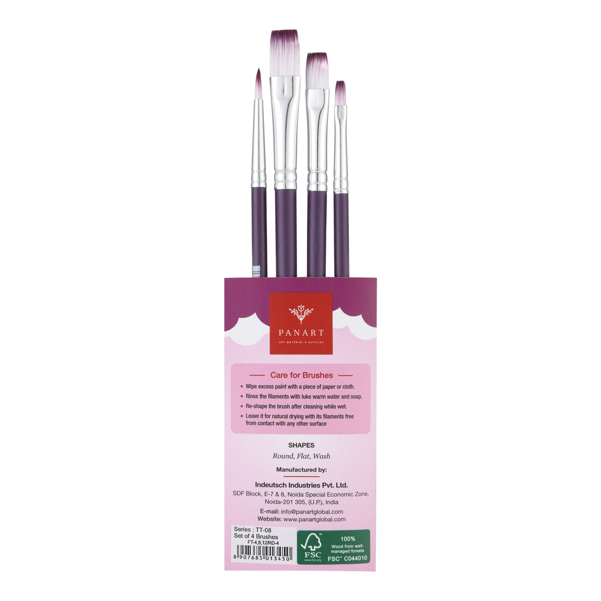 Panart Two Tone Synthetic Short Handle Brush Set - 4 Pcs, TT-08 (R-4 F-4,8,12)