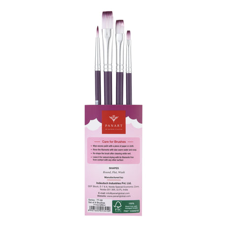 Panart Two Tone Synthetic Short Handle Brush Set - 4 Pcs, TT-08 (R-4 F-4,8,12)