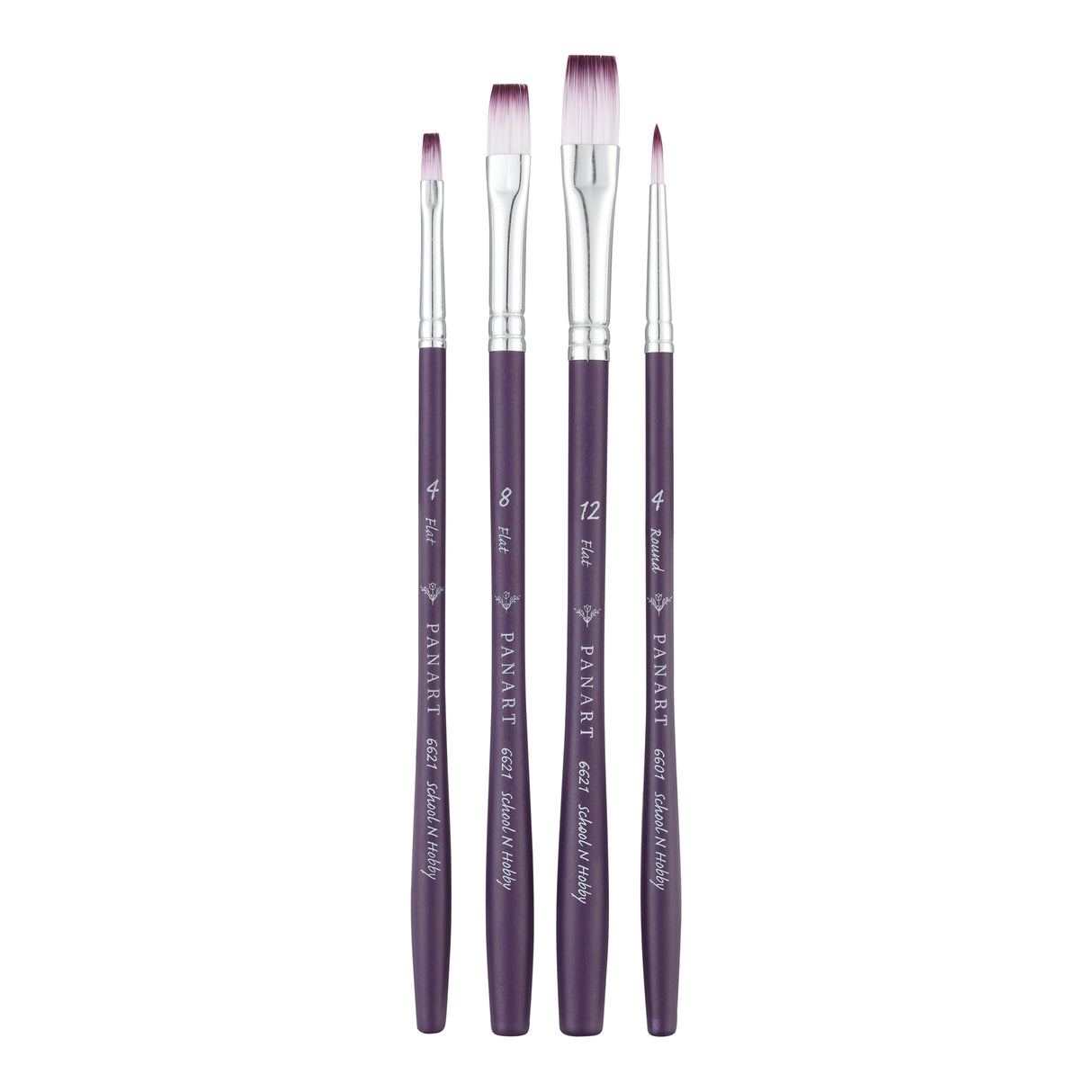 Panart Two Tone Synthetic Short Handle Brush Set - 4 Pcs, TT-08 (R-4 F-4,8,12)