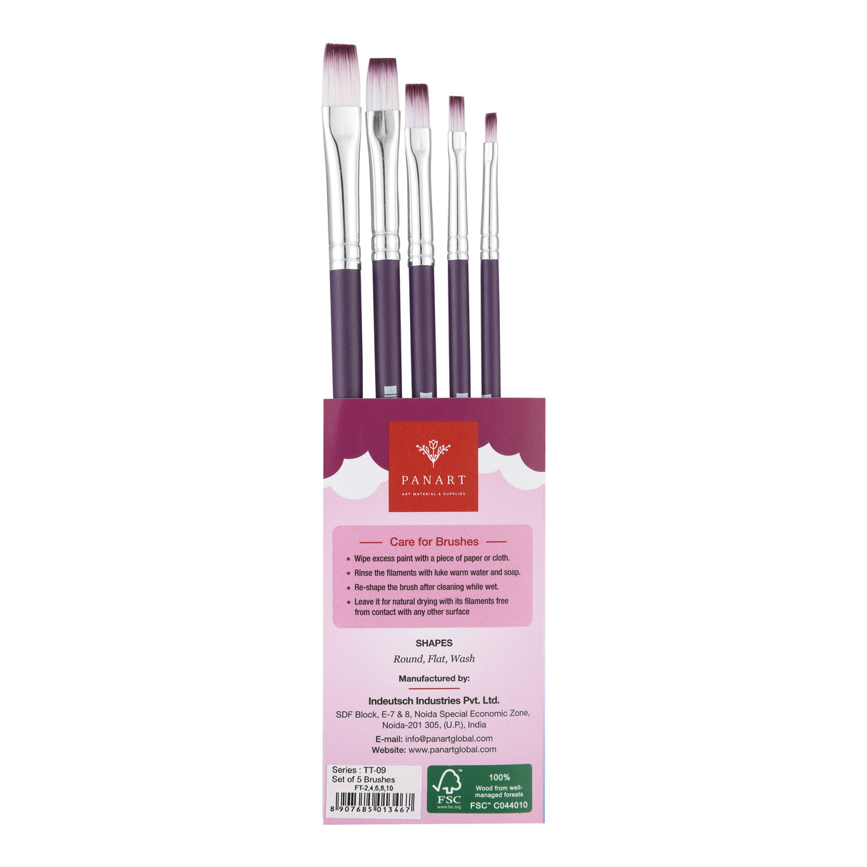 Panart Two Tone Synthetic Short Handle Brush Set - 5 Pcs, TT-09 (F-2,4,6,8,10)