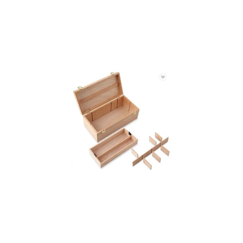 Sinoart Wooden Sketch Storage Box – Elm Wood, 40.5x20x15.5 cm
