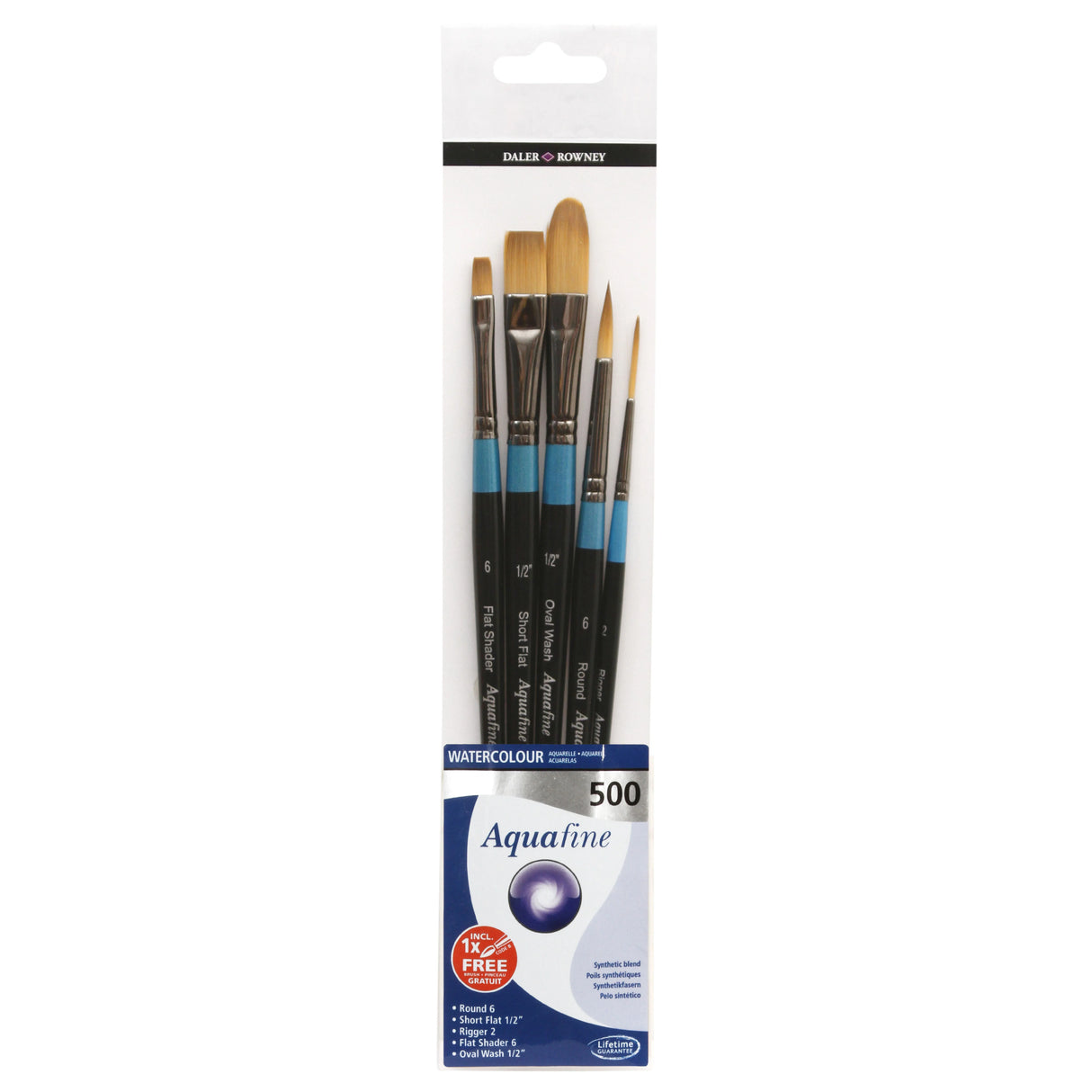 Daler Rowney Aquafine Watercolour Brush Wallet Set – 5 Brushes (500)