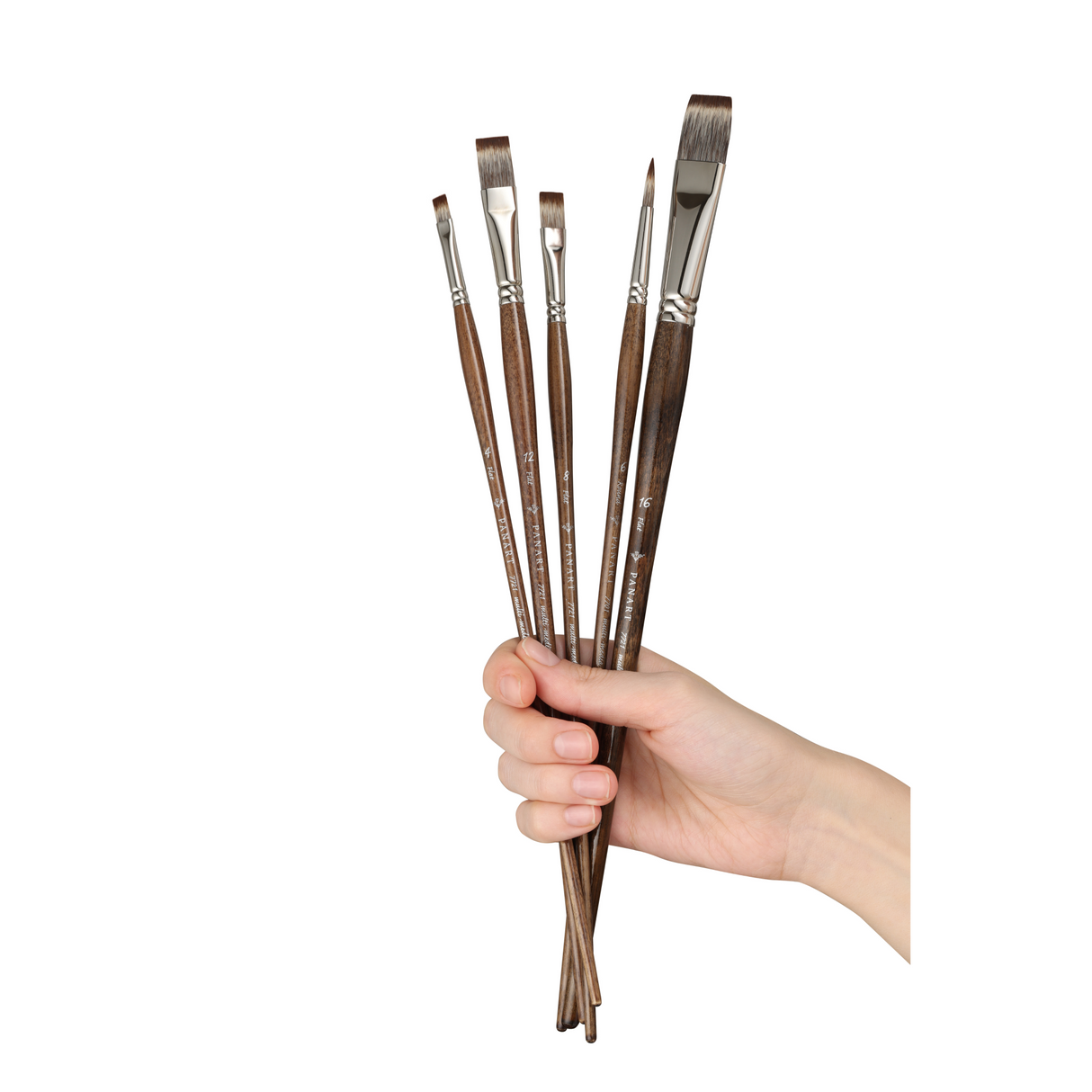 Panart Mongoose Synthetic Long Handle Brush Set - 5 Pcs, MS-09 (R-6, F-4,8,12,16)
