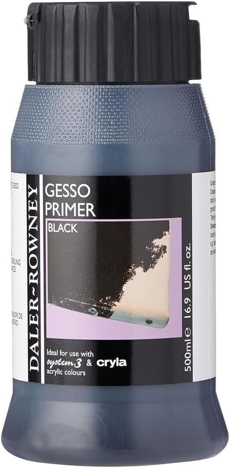 Daler Rowney Acrylic Gesso Primer – Black, 500ml