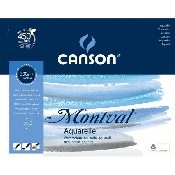Canson Montval Watercolour Practice Paper Pad – A3, 300gsm, 12 Sheets