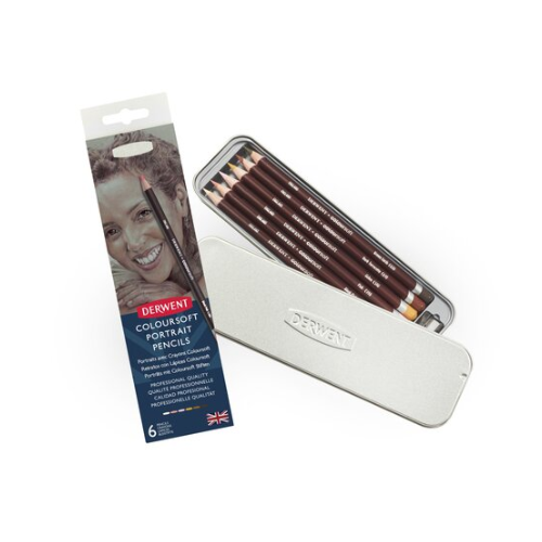 Derwent Coloursoft Skintones Colouring Pencils Tin of 6
