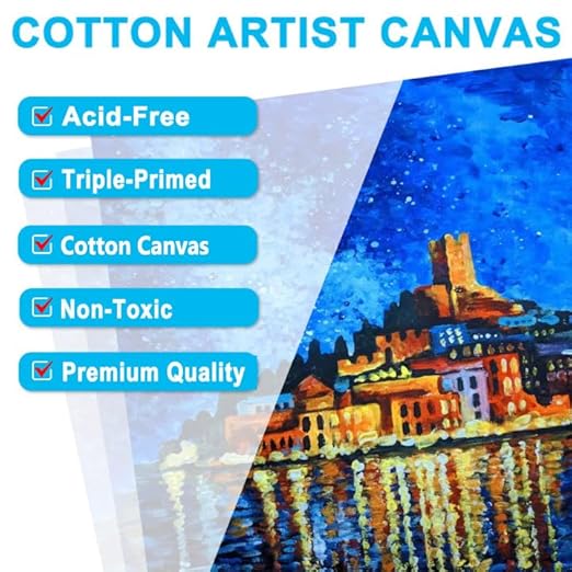 Panart Premium Canvas Panel Cotton 250Gsm-30X30cm-12"X12"