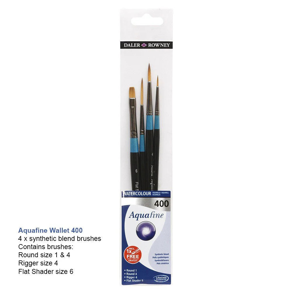 Daler Rowney Aquafine Watercolour Brush Wallet Set – 4 Brushes (400)