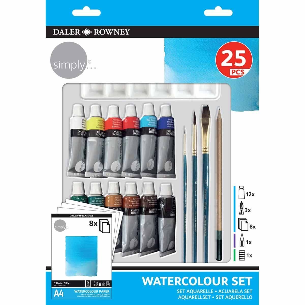 Daler Rowney Simply Watercolour Set – 25 Pcs