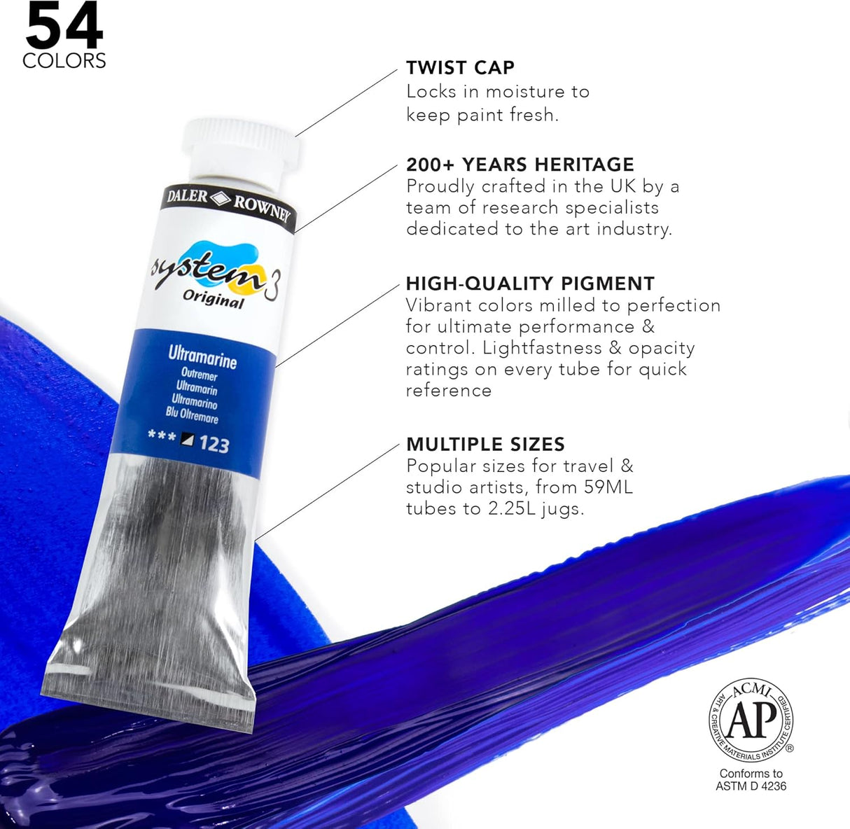 Daler Rowney System3 Acrylic Studio Set – 10x37ml Tubes with Free Brush