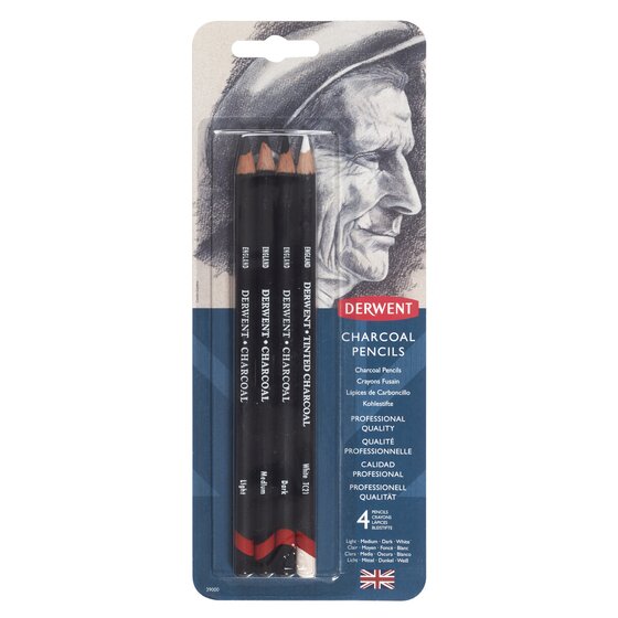 Derwent Charcoal 4-Pencils Blister Set