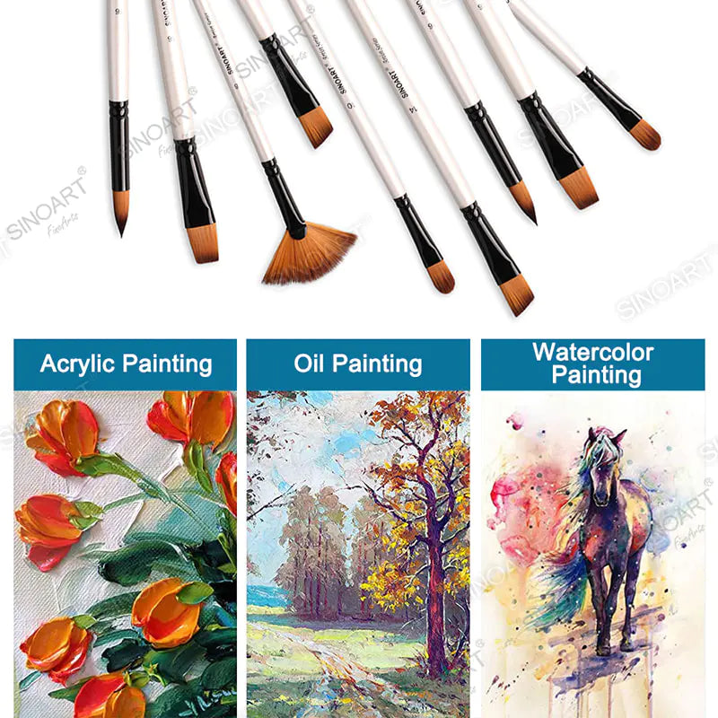 Sinoart Selected Brown Synthetic Short Handle Round Brush with Black Ferrule