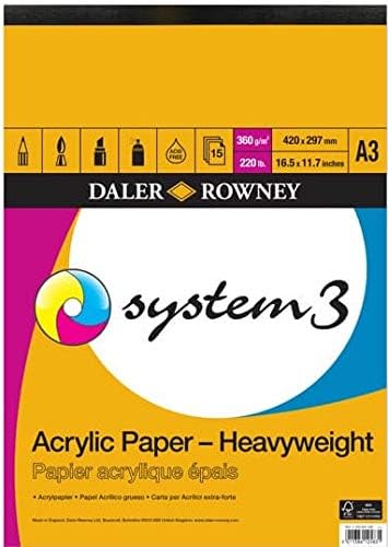 Daler Rowney System3 Heavyweight Acrylic Pad – A3, 360gsm, 15 Sheets