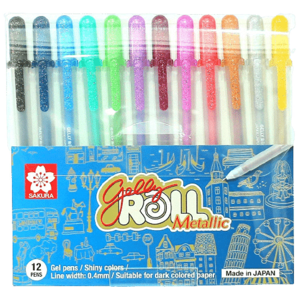 Sakura Gelly Roll Metallic Gel Pen Set – 12 Vibrant Colors