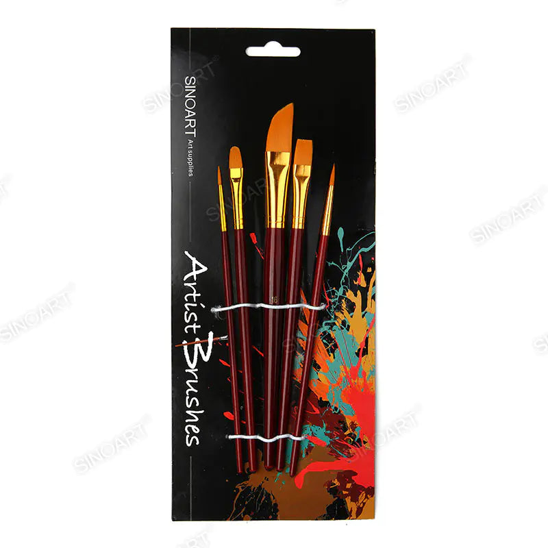 Sinoart Nylon Dark Red Short Handle Brush Set