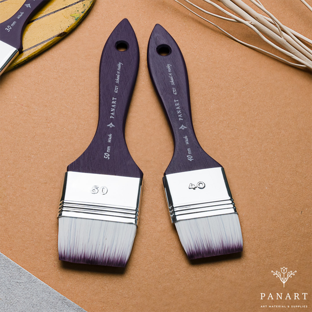 Panart Two Tone Synthetic Short Handle Wash Brushes - 6721