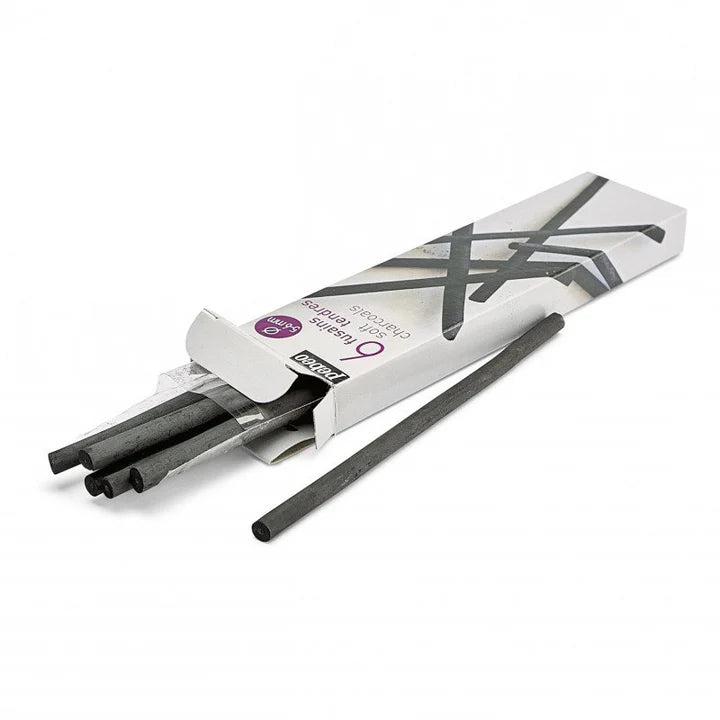 Pebeo Soft Charcoal Sticks – Set of 6, 5–6mm