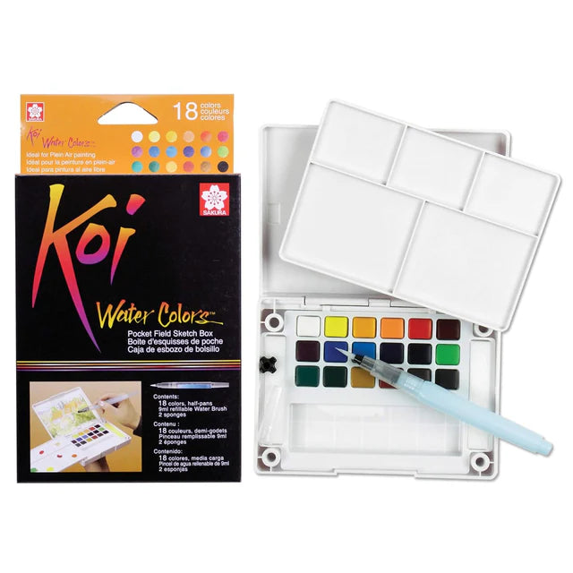 Sakura Koi Watercolor Pocket Field Sketch Box with Brush
