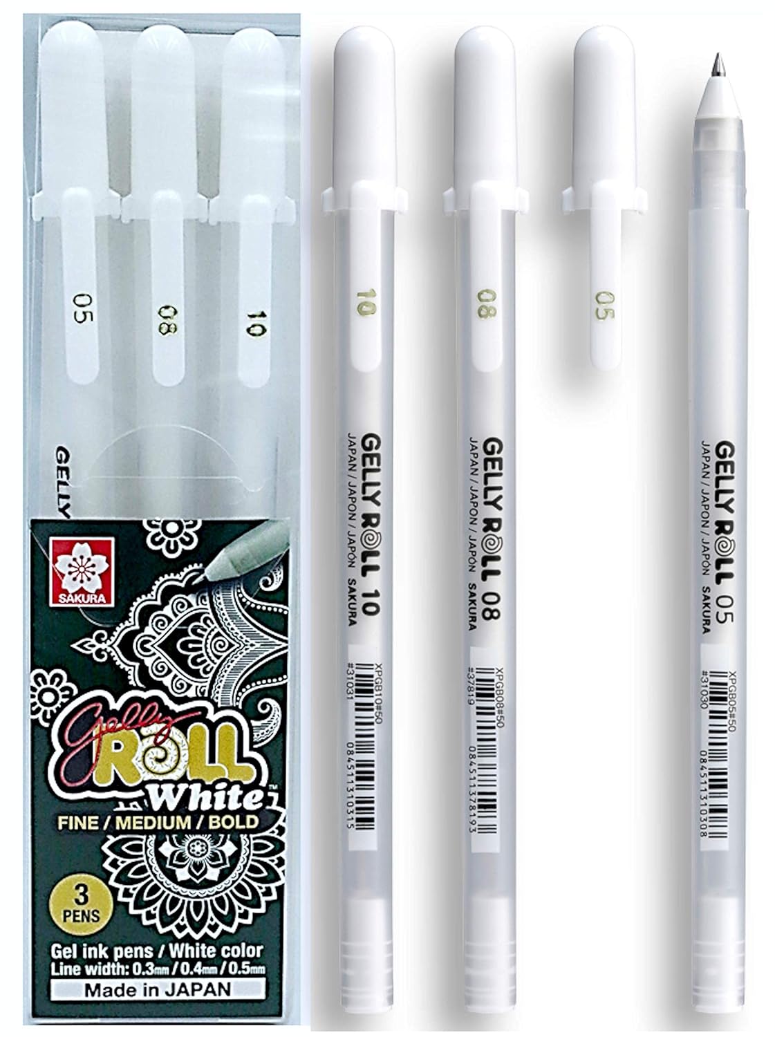 Sakura White Gelly Roll Pen Set of 3