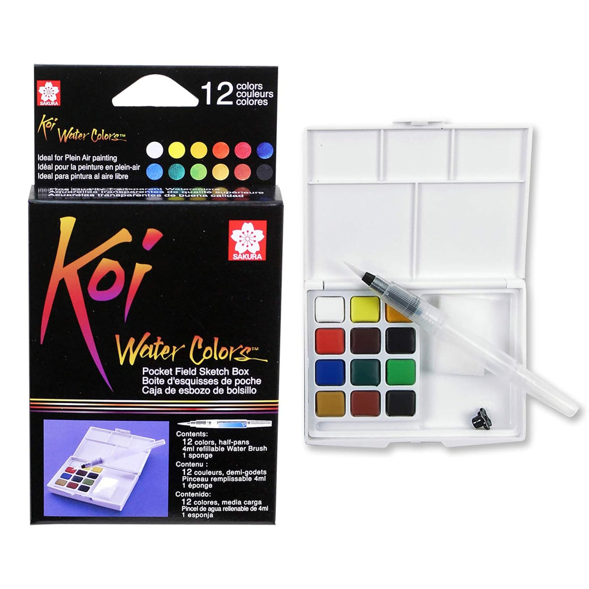 Sakura Koi Watercolor Pocket Field Sketch Box with Brush