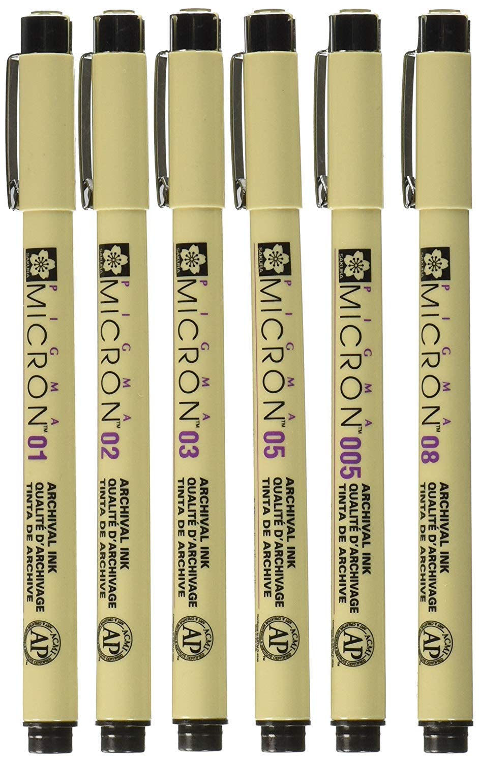 Sakura Pigma Micron Black Pen Set of 6
