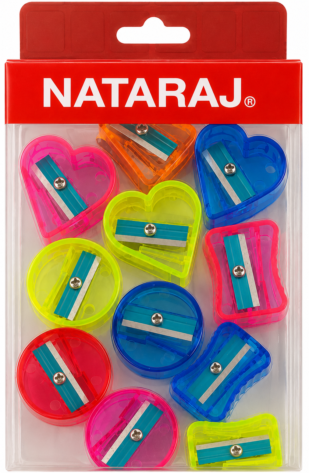 Nataraj Neon Round & Heart Shape Sharpener Set – 11 Pieces
