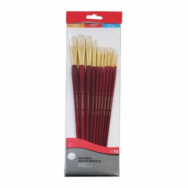 Daler Rowney Simply White Bristle Long Handle Brush Set - 10 Pcs