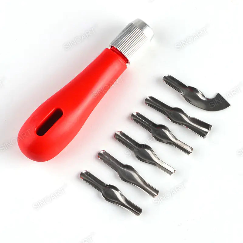 Sinoart Lino Cutter Set with 6 Blades & Plastic Handle