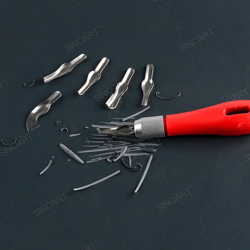 Sinoart Lino Cutter Set with 6 Blades & Plastic Handle