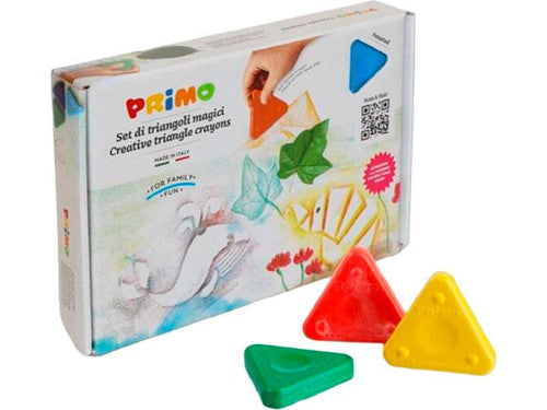 Primo Wax Triangle Crayons Set – 8 Colors with Stencils | 5mm Grip Side | Super Resistant Kids Coloring Crayons