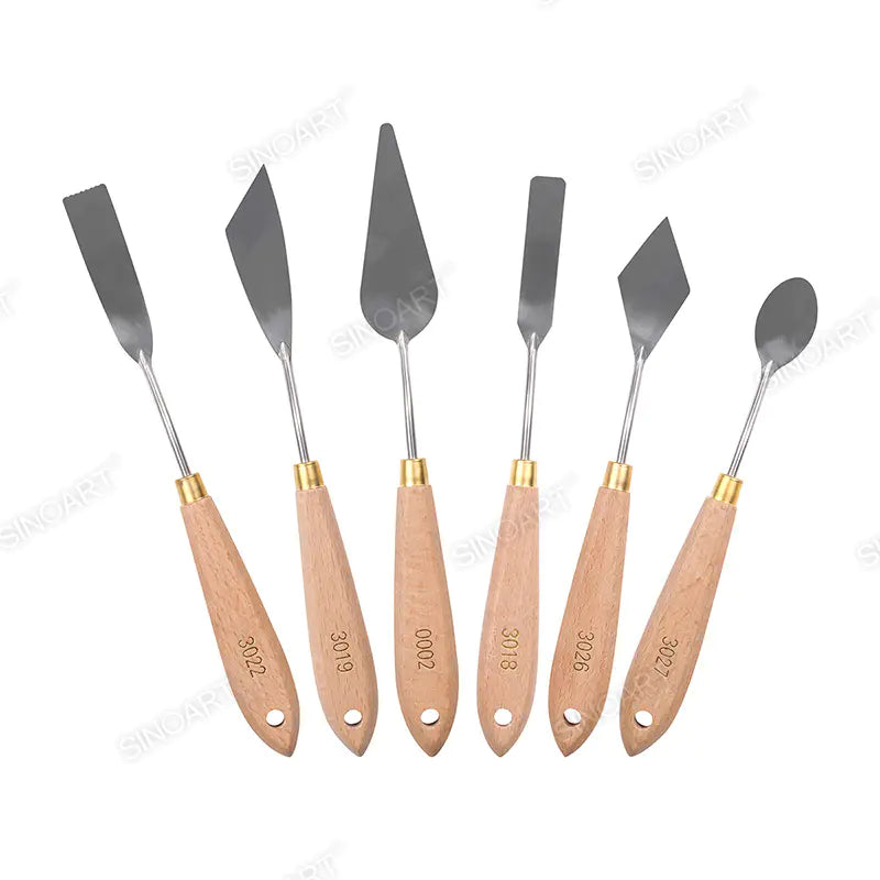 Sinoart 6pcs/set in box, perfect knife finishing with beech wood handle