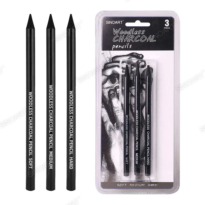 Sinoart Woodless Charcoal Pencil 3PK Soft*1 Medium*1 Hard*1