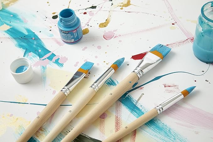 Pebeo Polyamide Yellow Brushes Pack of 8